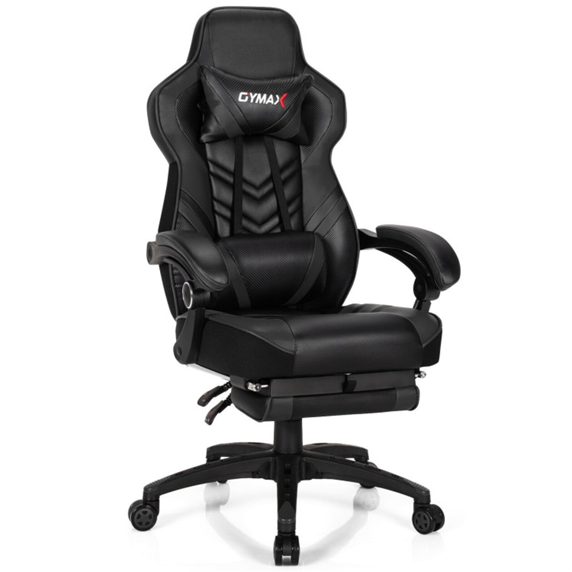 Black Adjustable Gaming Chair with Footrest and High Back