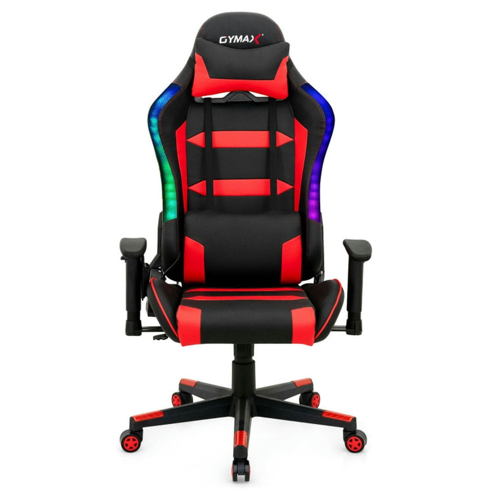 Finihen Adjustable Swivel Gaming Chair with LED Lights and Remote for Office or Gaming, Red Finihen Adjustable Swivel Gaming Chair with LED Lights and Remote for Office or Gaming, Red