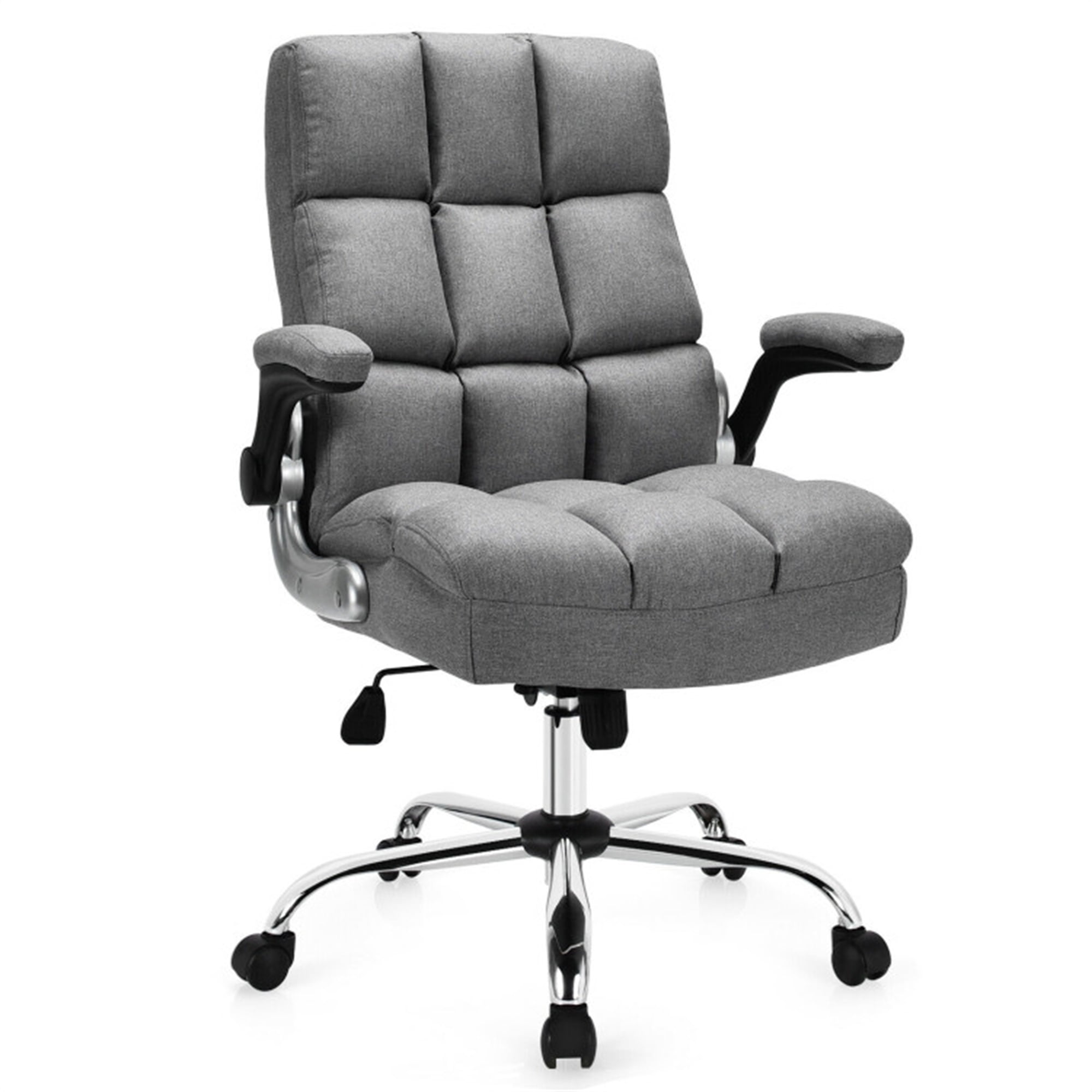 Finihen Adjustable Swivel Office Chair with High Back and Flip-up Arm for Home and Office, Rolling Work Computer Desk Chair, Gray Finihen Adjustable Swivel Office Chair with High Back and Flip-up Arm for Home and Office, Rolling Work Computer Desk Chair, Gray