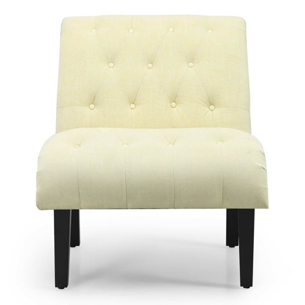 Finihen Armless Accent Chair, Cotton Linen Fabric Armless Accent Chair with Adjustable Foot Pads, for Living Room, Bedroom, Beige Finihen Armless Accent Chair, Cotton Linen Fabric Armless Accent Chair with Adjustable Foot Pads, for Living Room, Bedroom, Beige