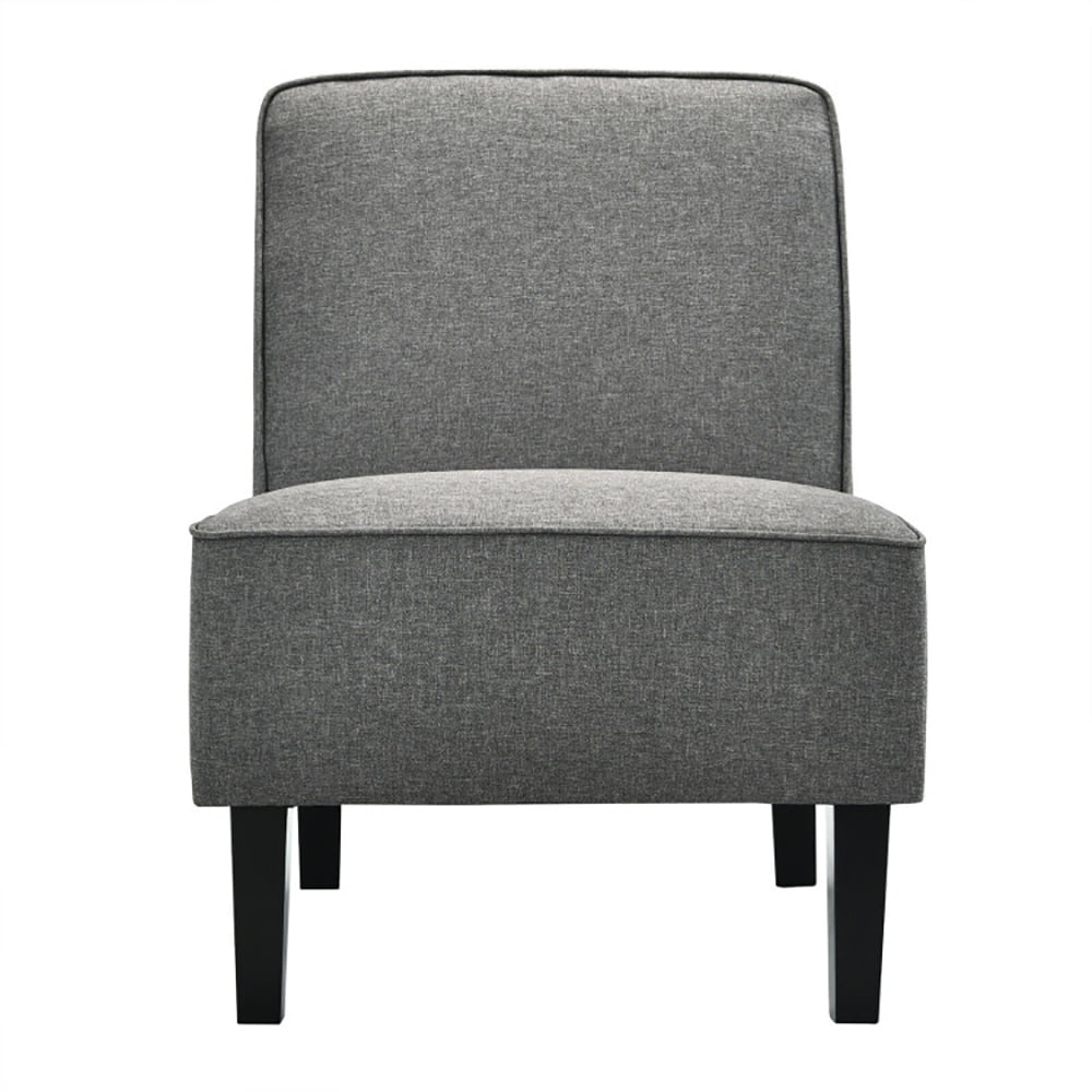 Finihen Armless Accent Sofa Chair, Single Fabric Modern Armless Accent Sofa Chair with Rubber Wood Legs, for Living Room, Bedroom, Small Spaces, Apartment, Gray