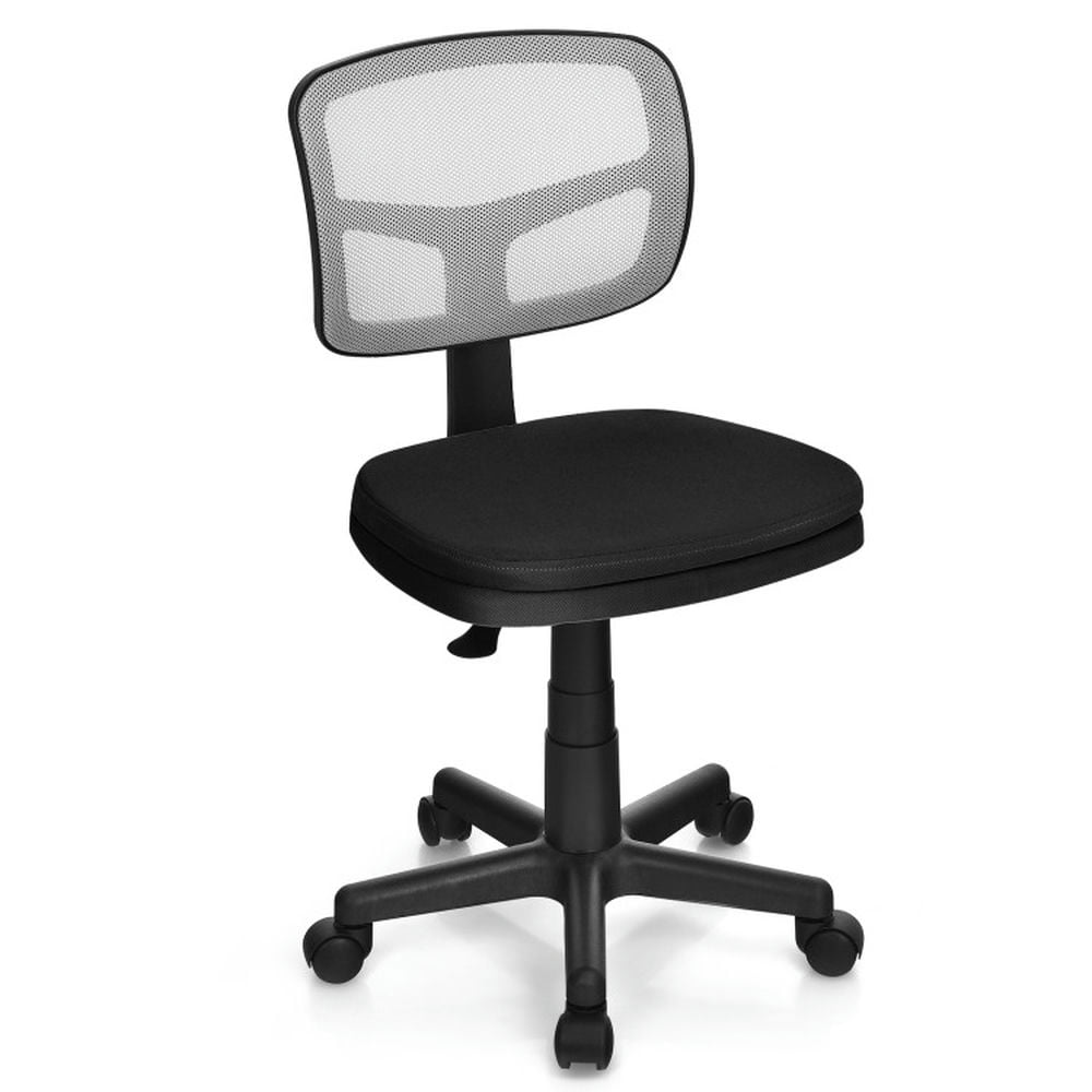 Finihen Armless Computer Desk Chair with Height Adjustment and Breathable Mesh for Home Office, Black Finihen Armless Computer Desk Chair with Height Adjustment and Breathable Mesh for Home Office, Black