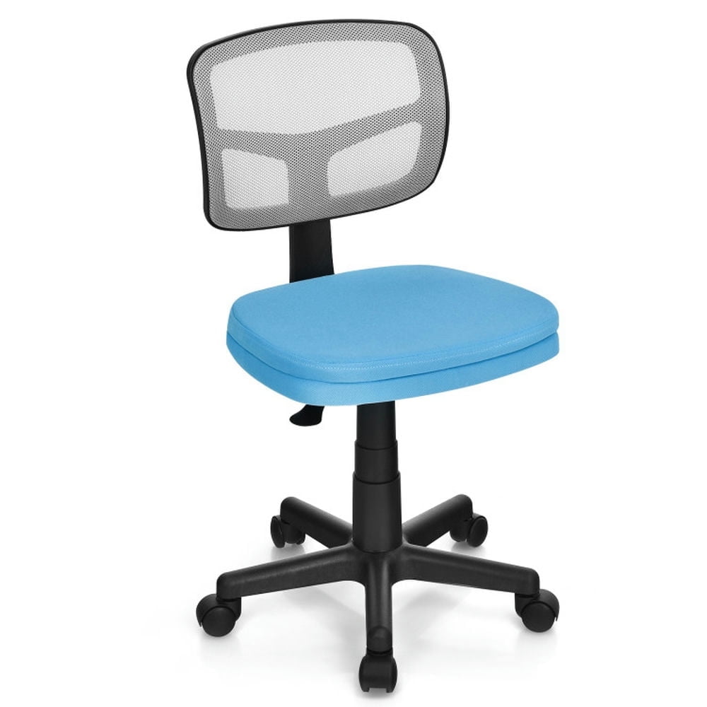 Demi Bonn Armless Computer Desk Chair with Height Adjustment and Breathable Mesh for Home Office, Blue