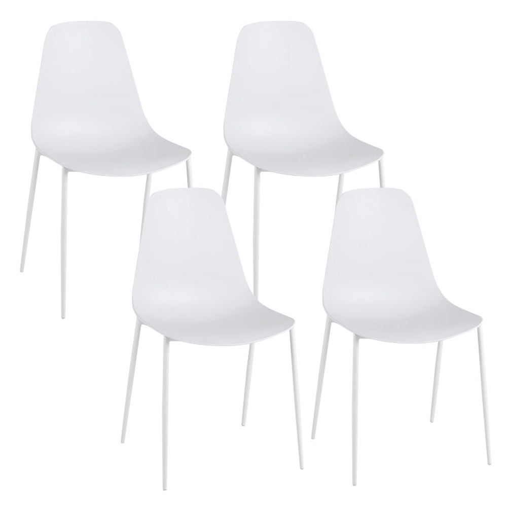 Finihen Armless Dining Chair Set of 4 Leisure Chair with Anti-slip Foot Pads, White Finihen Armless Dining Chair Set of 4 Leisure Chair with Anti-slip Foot Pads, White