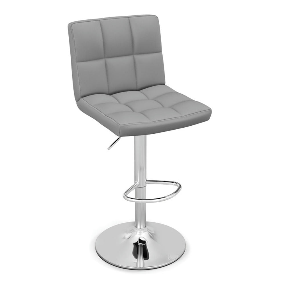 Finihen Armless PU Leather Bar Stool with Adjustable Height and Swivel Seat, Modern Dining Chair with Backrests, Gray Finihen Armless PU Leather Bar Stool with Adjustable Height and Swivel Seat, Modern Dining Chair with Backrests, Gray
