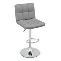 Finihen Armless PU Leather Bar Stool with Adjustable Height and Swivel Seat, Modern Dining Chair with Backrests, Gray