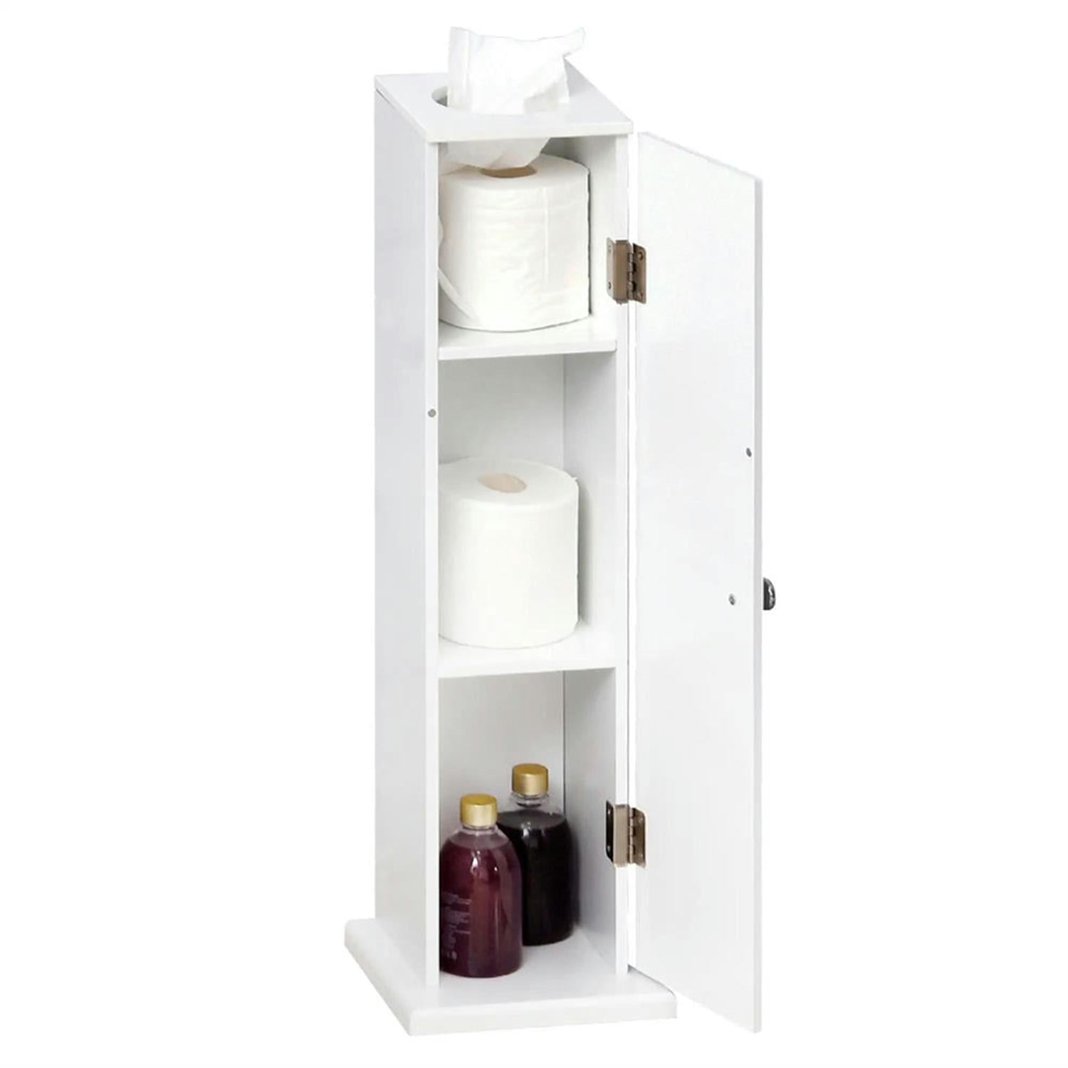 Demi Bonn Bathroom Floor Storage Cabinet, Bathroom Storage Unit, Freestanding Cabinet with Doors and Shelves for Paper Shampoo, White
