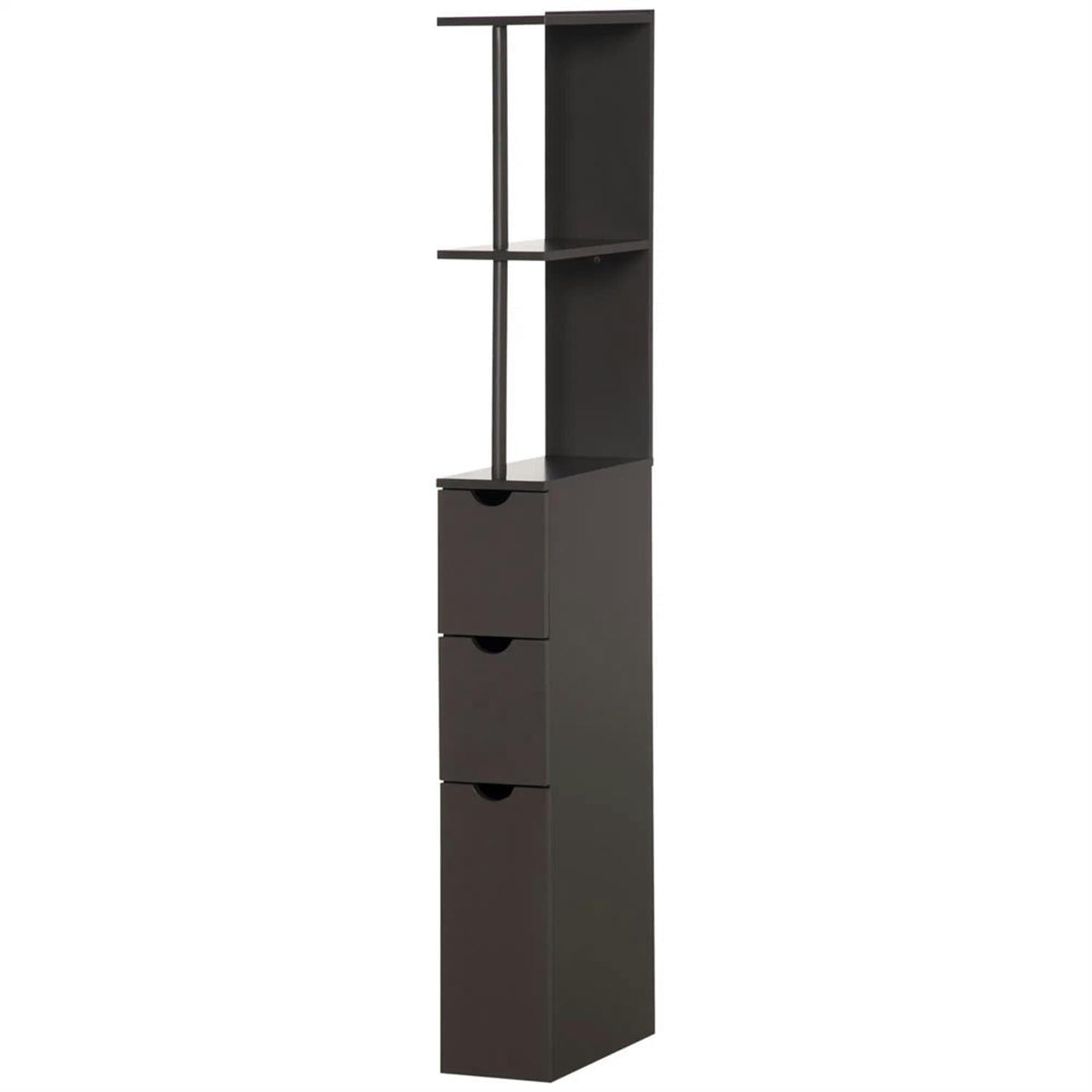 Demi Bonn Bathroom Floor Storage Cabinet, Bathroom Storage Unit, Freestanding Narrow Side Cabinet with 2-Tier Shelf and Drawers, Brown