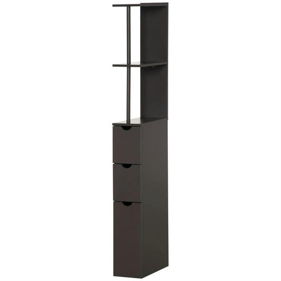 Demi Bonn Bathroom Floor Storage Cabinet, Bathroom Storage Unit, Freestanding Narrow Side Cabinet with 2-Tier Shelf and Drawers, Brown