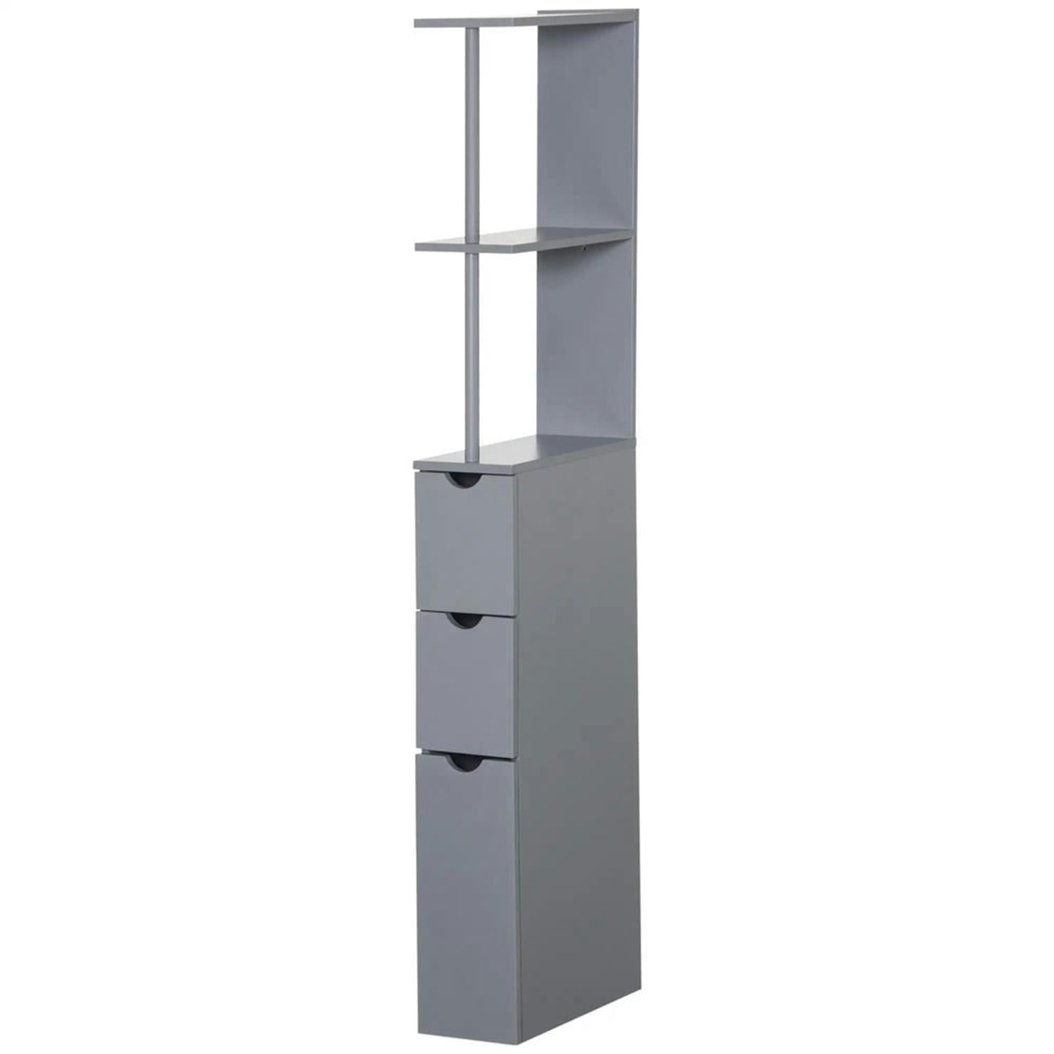 Demi Bonn Bathroom Floor Storage Cabinet, Bathroom Storage Unit, Freestanding Narrow Side Cabinet with 2-Tier Shelf and Drawers, Gray