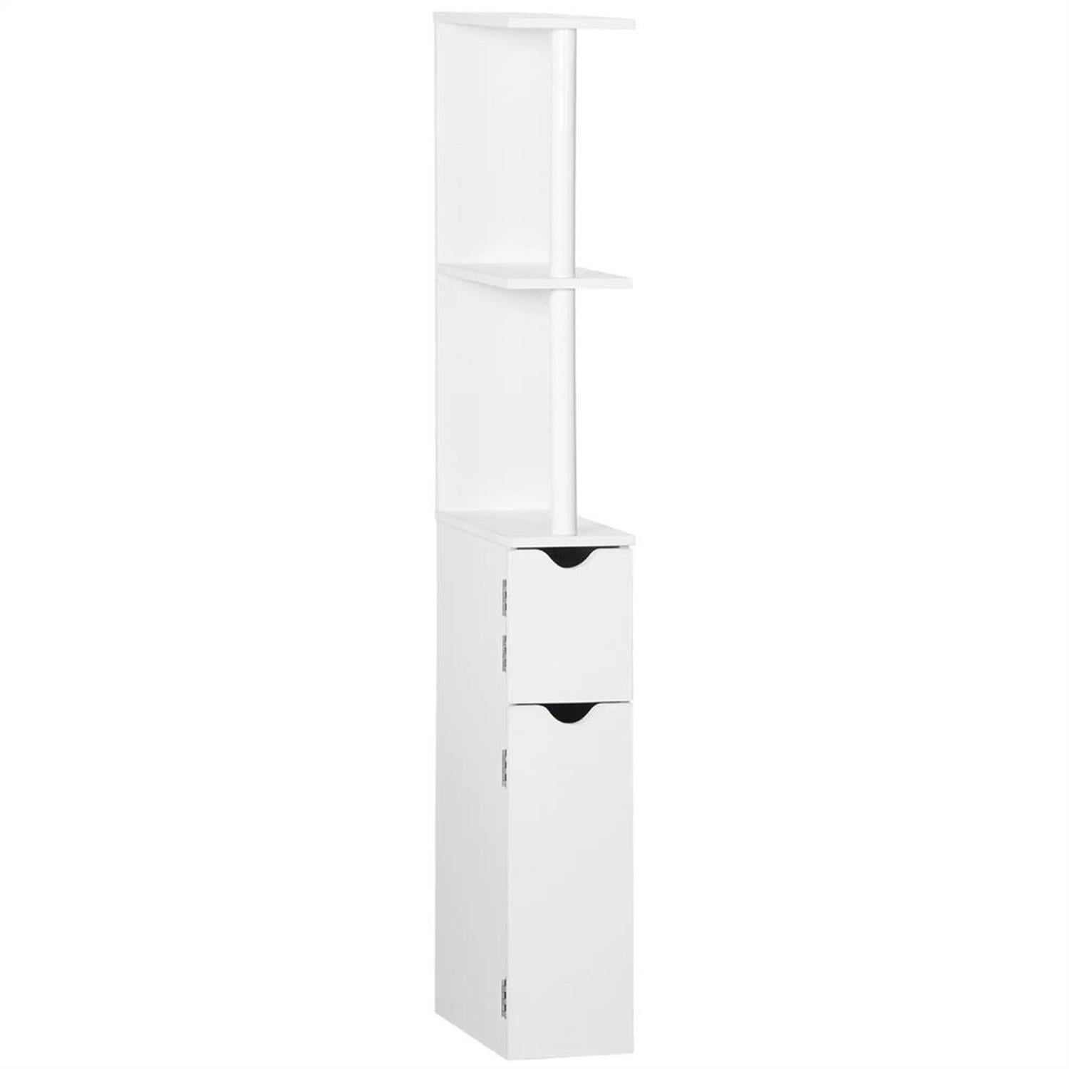 Demi Bonn Bathroom Floor Storage Cabinet, Bathroom Storage Unit, Freestanding Narrow Side Cabinet with 2-Tier Shelf and Drawers, White