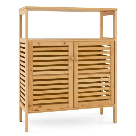 Demi Bonn Bathroom Storage Cabinet, Bathroom Floor Cabinet, Bamboo Bathroom Floor Storage Cabinet with Shutter Doors, for Bathroom, Living Room, Bedroom, Kitchen, Natural
