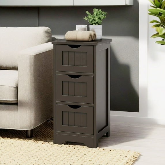 Demi Bonn Bathroom Storage Cabinet, Bathroom Floor Cabinet, Bathroom Floor Freestanding Storage Organizer with 3 Drawers, for Bathroom, Living Room, Bedroom, Kitchen, Brown
