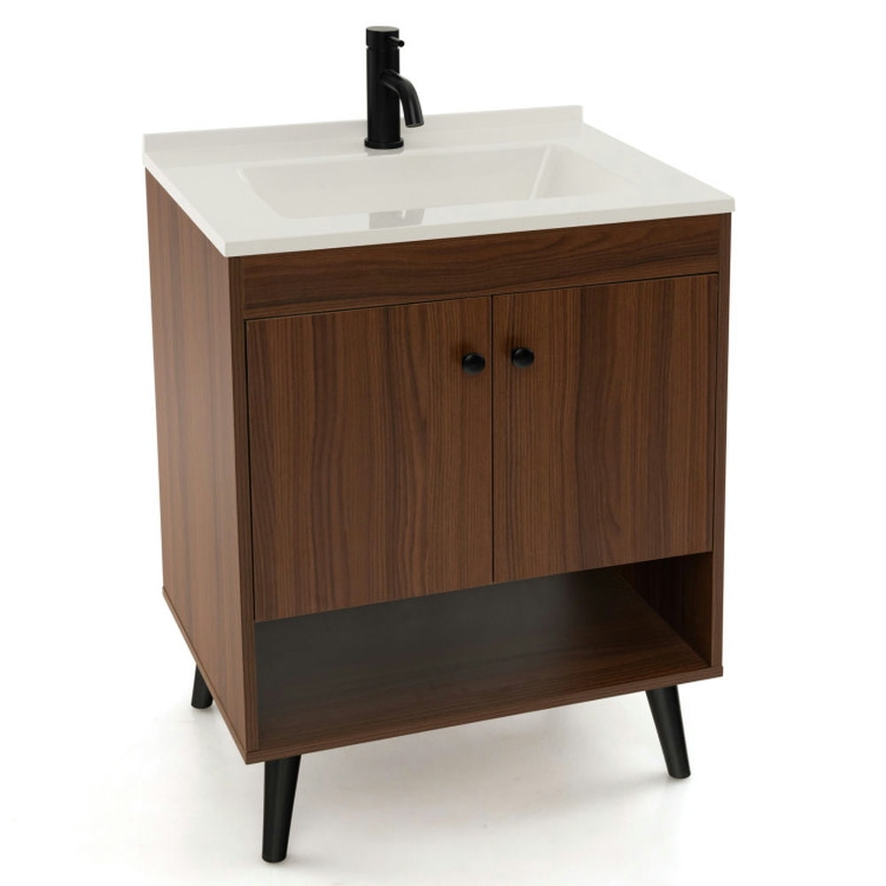 Finihen Bathroom Storage Cabinet, Bathroom Floor Cabinet, 25 Inch Wooden Bathroom Storage Cabinet with Sink, for Bathroom, Living Room, Bedroom, Kitchen, Walnut Finihen Bathroom Storage Cabinet, Bathroom Floor Cabinet, 25 Inch Wooden Bathroom Storage Cabinet with Sink, for Bathroom, Living Room, Bedroom, Kitchen, Walnut