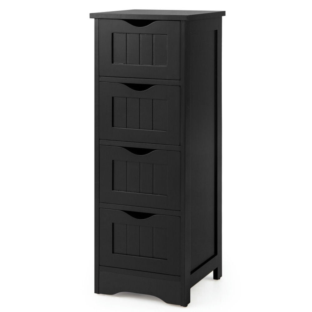 Finihen Bathroom Storage Cabinet, Bathroom Floor Cabinet, 4-Drawer Freestanding Floor Cabinet with Anti-Toppling Device, for Bathroom, Living Room, Bedroom, Kitchen, Black