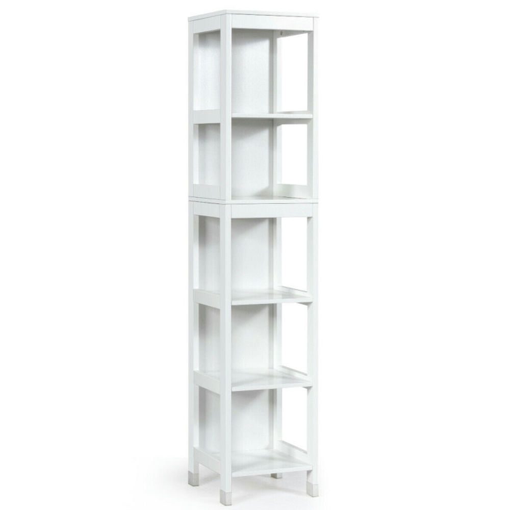 Finihen Bathroom Storage Cabinet, Bathroom Floor Cabinet, 5-Tier Multifunctional Bathroom Floor Cabinet Storage with 2 Drawers, for Bathroom, Living Room, Bedroom, Kitchen, White Finihen Bathroom Storage Cabinet, Bathroom Floor Cabinet, 5-Tier Multifunctional Bathroom Floor Cabinet Storage with 2 Drawers, for Bathroom, Living Room, Bedroom, Kitchen, White