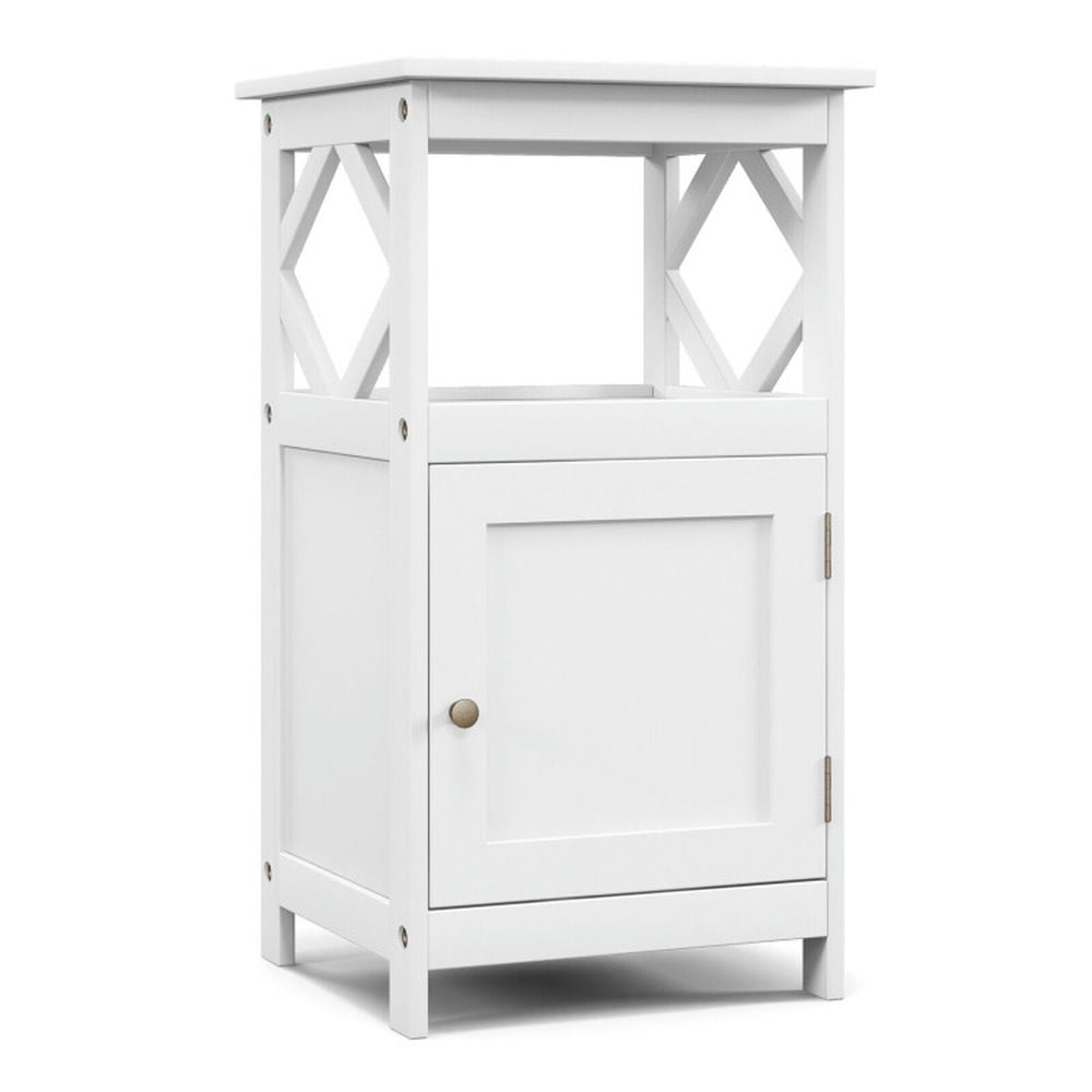 Finihen Bathroom Storage Cabinet, Bathroom Floor Cabinet, Bathroom Floor Cabinet Side Storage Organizer with Open Shelf and Single Door, for Bathroom, Living Room, Bedroom, Kitchen, White Finihen Bathroom Storage Cabinet, Bathroom Floor Cabinet, Bathroom Floor Cabinet Side Storage Organizer with Open Shelf and Single Door, for Bathroom, Living Room, Bedroom, Kitchen, White