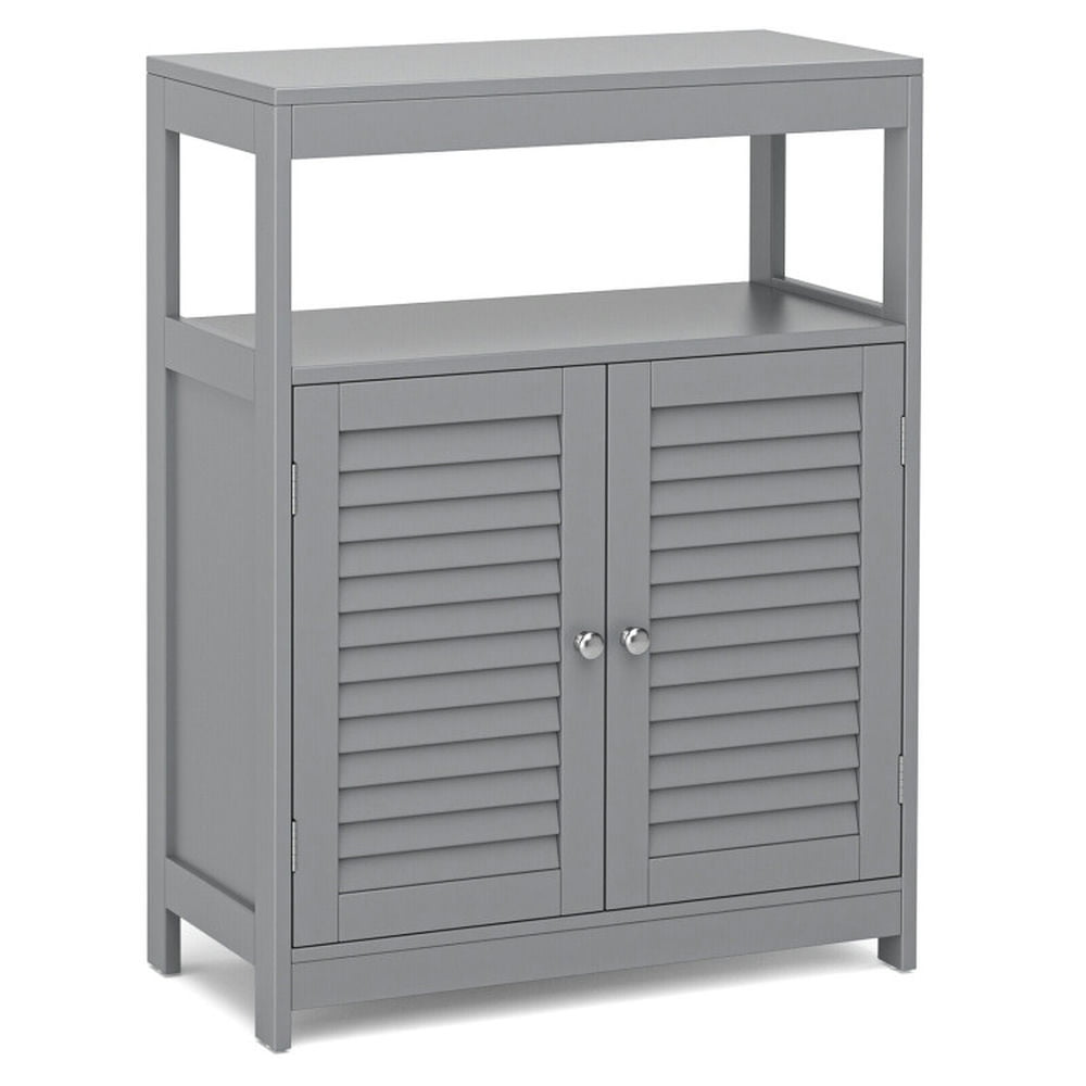 Finihen Bathroom Storage Cabinet, Bathroom Floor Cabinet, Freestanding Bathroom Floor Cabinet with Double Shutter Doors, for Bathroom, Living Room, Bedroom, Kitchen, Gray Finihen Bathroom Storage Cabinet, Bathroom Floor Cabinet, Freestanding Bathroom Floor Cabinet with Double Shutter Doors, for Bathroom, Living Room, Bedroom, Kitchen, Gray