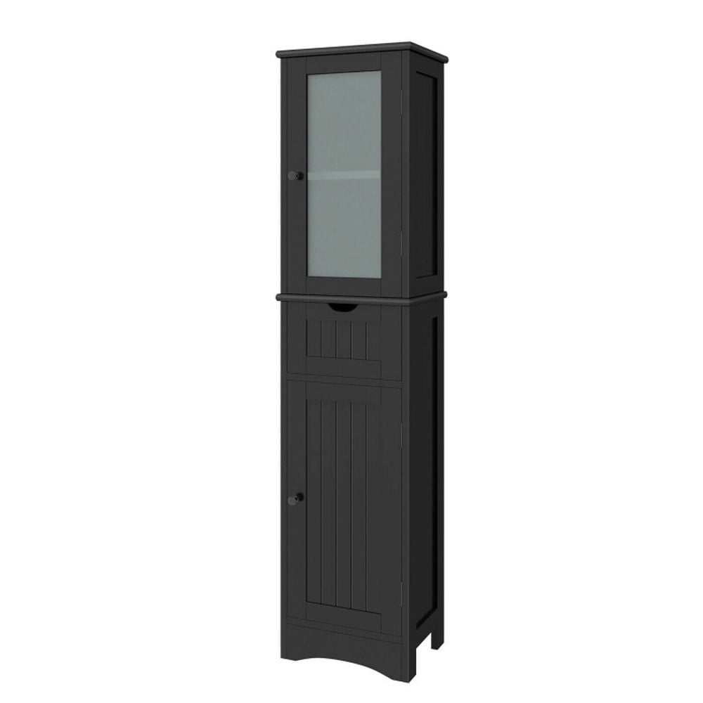 Finihen Bathroom Storage Cabinet, Bathroom Floor Cabinet, Tall Floor Storage Cabinet with 2 Doors and 1 Drawer for Bathroom, Living Room, Bedroom, Kitchen, Black Finihen Bathroom Storage Cabinet, Bathroom Floor Cabinet, Tall Floor Storage Cabinet with 2 Doors and 1 Drawer for Bathroom, Living Room, Bedroom, Kitchen, Black