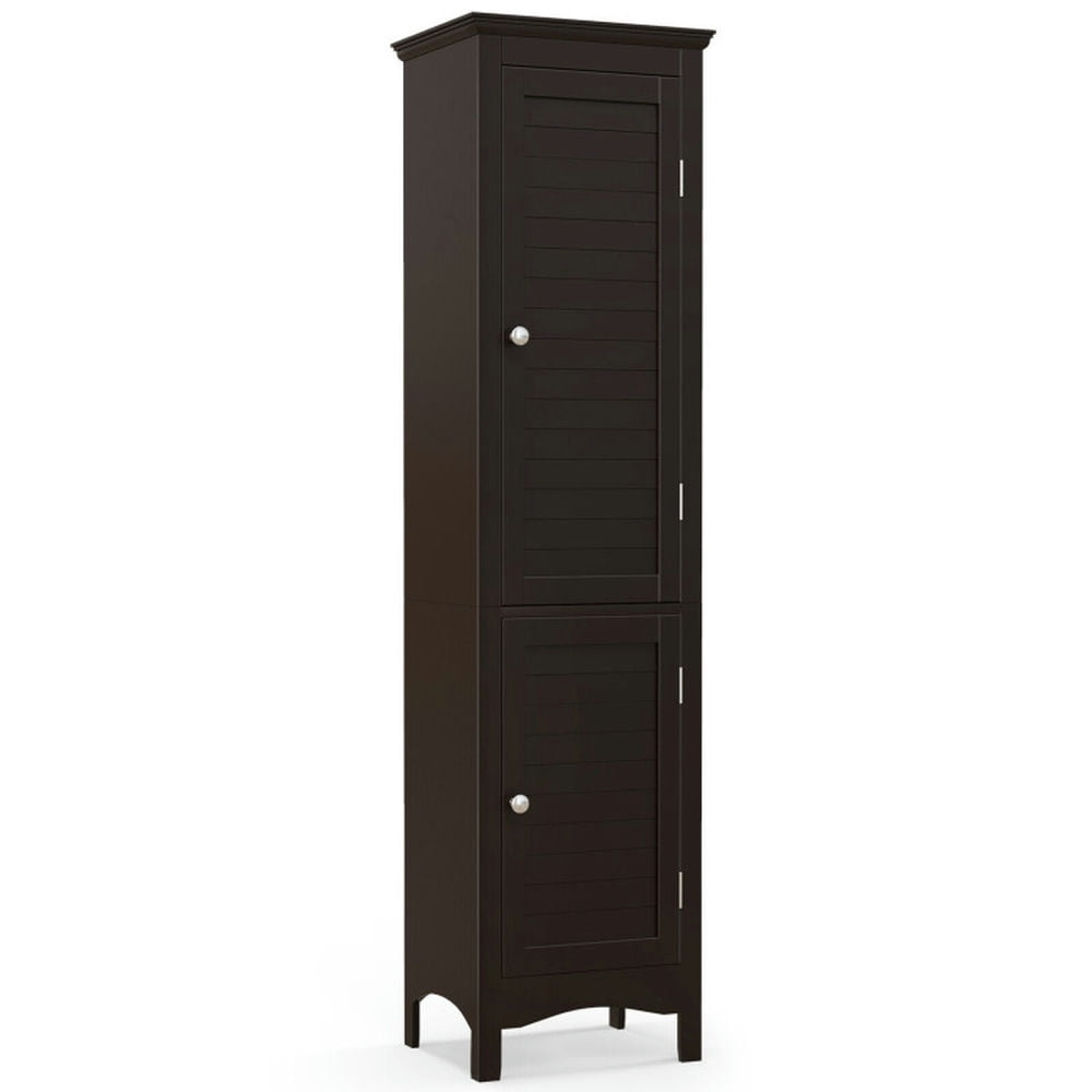 Finihen Bathroom Storage Cabinet, Bathroom Floor Cabinet, Tall Bathroom Floor Cabinet with Shutter Doors and Adjustable Shelf, for Bathroom, Living Room, Bedroom, Kitchen, Brown Finihen Bathroom Storage Cabinet, Bathroom Floor Cabinet, Tall Bathroom Floor Cabinet with Shutter Doors and Adjustable Shelf, for Bathroom, Living Room, Bedroom, Kitchen, Brown