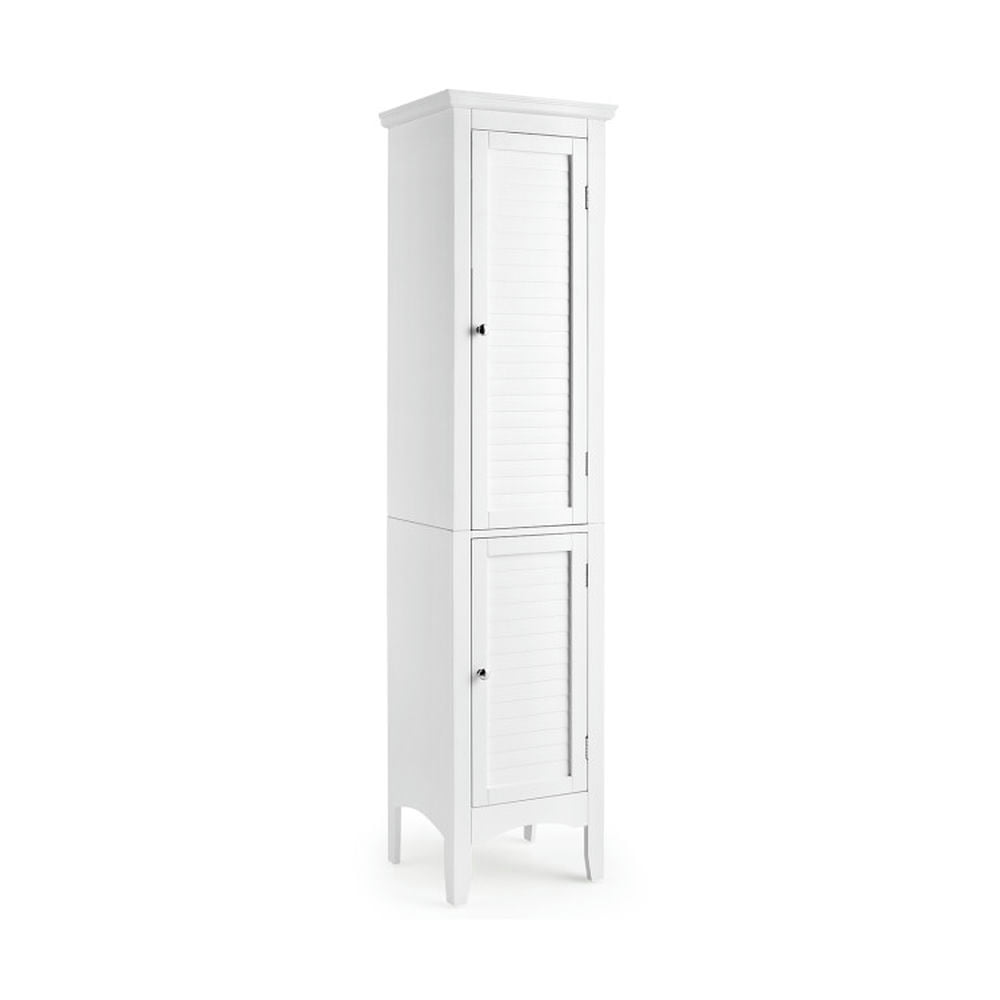 Finihen Bathroom Storage Cabinet, Bathroom Floor Cabinet, Tall Bathroom Floor Cabinet with Shutter Doors and Adjustable Shelf, for Bathroom, Living Room, Bedroom, Kitchen, White Finihen Bathroom Storage Cabinet, Bathroom Floor Cabinet, Tall Bathroom Floor Cabinet with Shutter Doors and Adjustable Shelf, for Bathroom, Living Room, Bedroom, Kitchen, White