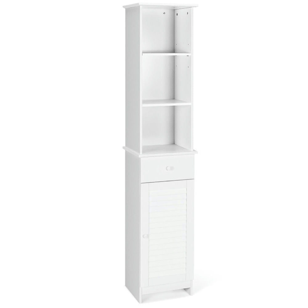 Finihen Bathroom Storage Cabinet, Bathroom Floor Cabinet, Bathroom Tall Freestanding Storage Cabinet with Open Shelves and Drawer, for Bathroom, Living Room, Bedroom, Kitchen, White Finihen Bathroom Storage Cabinet, Bathroom Floor Cabinet, Bathroom Tall Freestanding Storage Cabinet with Open Shelves and Drawer, for Bathroom, Living Room, Bedroom, Kitchen, White