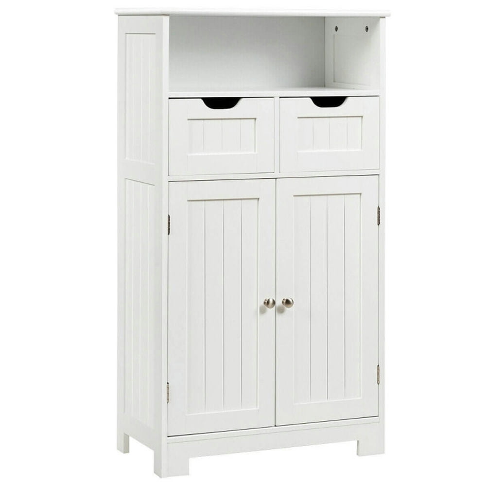Finihen Bathroom Storage Cabinet, Bathroom Floor Cabinet, Bathroom Wooden Side Cabinet with 2 Drawers and 2 Doors, for Bathroom, Living Room, Bedroom, Kitchen, White Finihen Bathroom Storage Cabinet, Bathroom Floor Cabinet, Bathroom Wooden Side Cabinet with 2 Drawers and 2 Doors, for Bathroom, Living Room, Bedroom, Kitchen, White