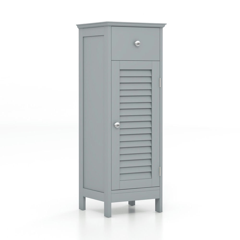 Finihen Bathroom Storage Cabinet, Bathroom Floor Cabinet, Woodern Bathroom Floor Storage Cabinet with Drawer and Shutter Door, for Bathroom, Living Room, Bedroom, Kitchen, Gray