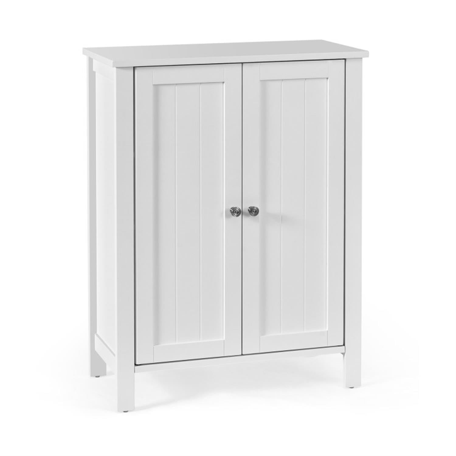 Demi Bonn Bathroom Storage Cabinet with Adjustable Shelf, 2-Door Bathroom Floor Cabinet Space Saver Organizer for Living Room, Bedroom, Kitchen, White