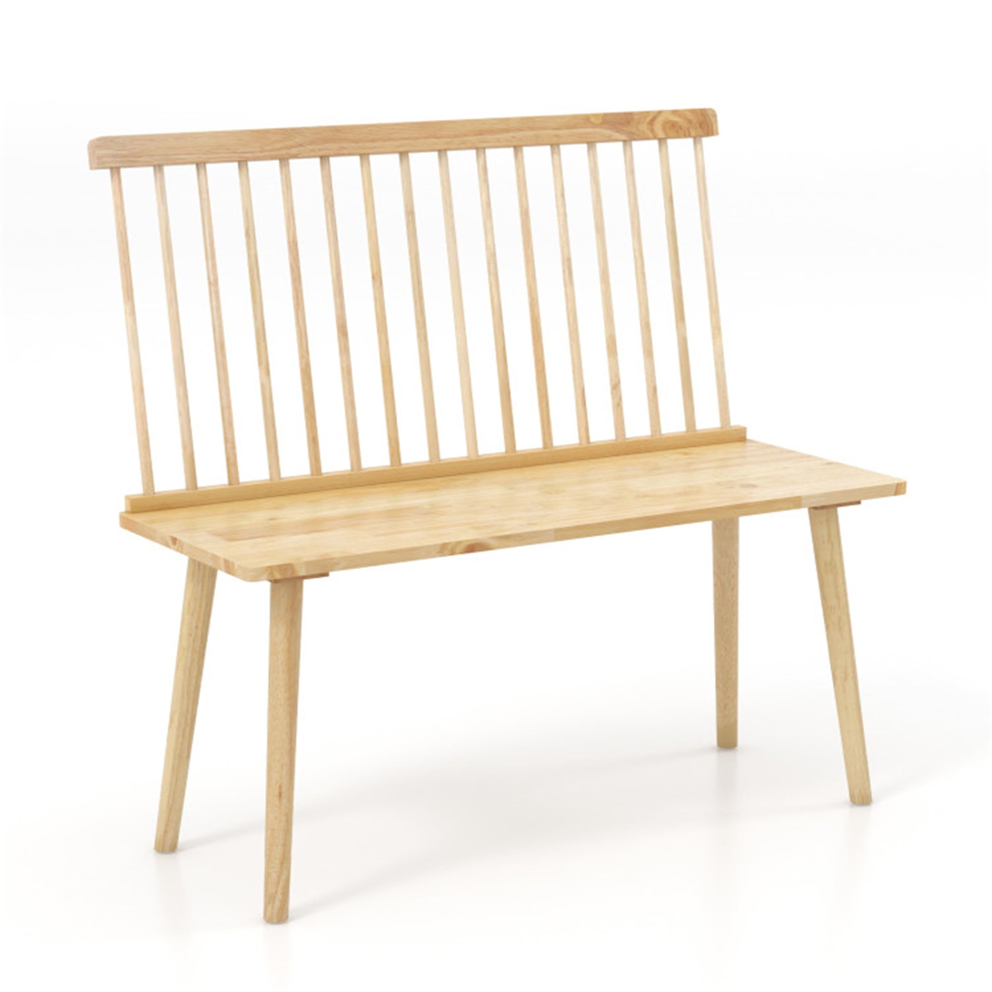 Finihen Bench for 2 with Spindle Back for Kitchen Dining Room Hallway Dining Chairs, Beige Finihen Bench for 2 with Spindle Back for Kitchen Dining Room Hallway Dining Chairs, Beige