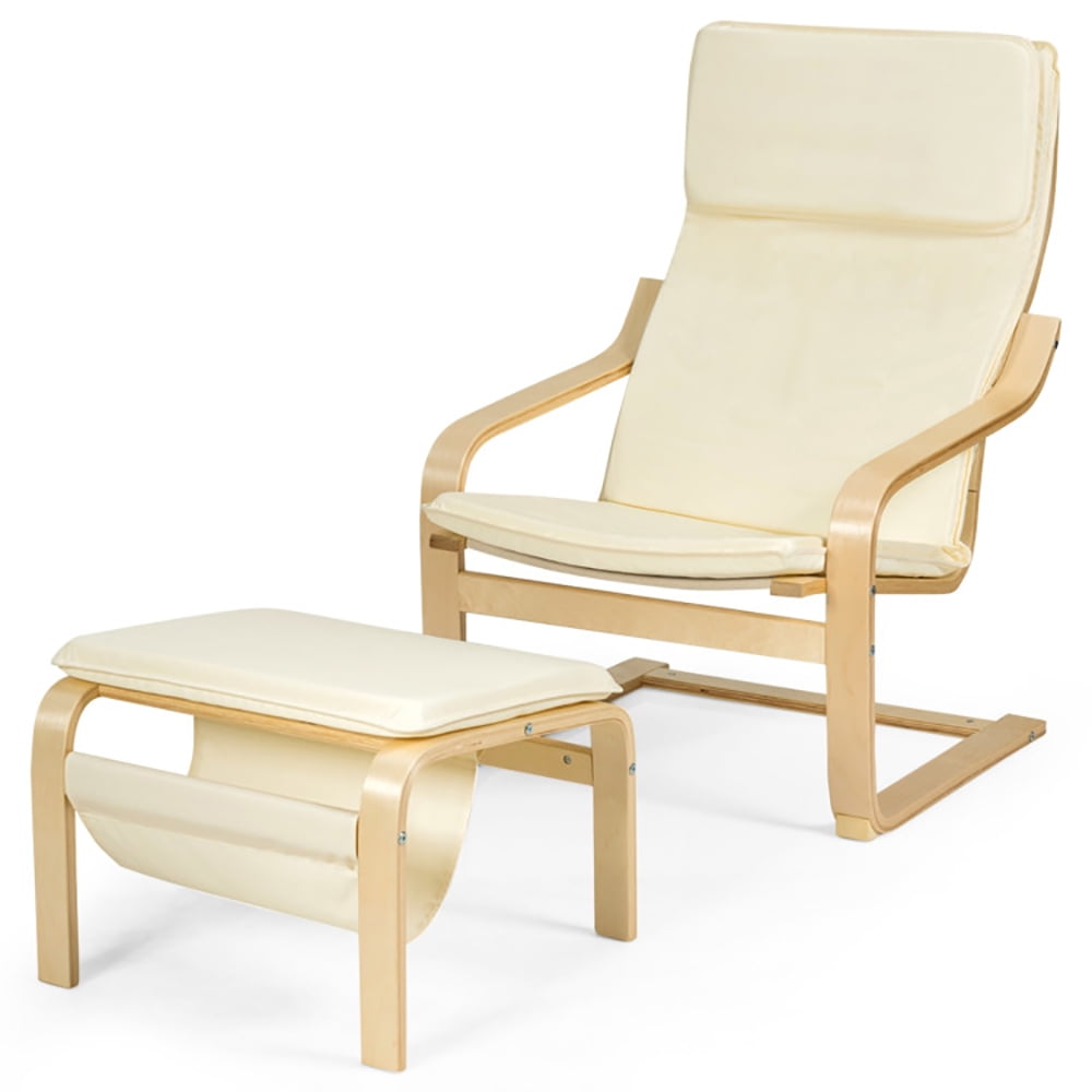 Finihen Bentwood RecliningChair, Relax Bentwood Lounge Chair Set with Magazine Rack, for Living Room, Bedroom, White Finihen Bentwood RecliningChair, Relax Bentwood Lounge Chair Set with Magazine Rack, for Living Room, Bedroom, White
