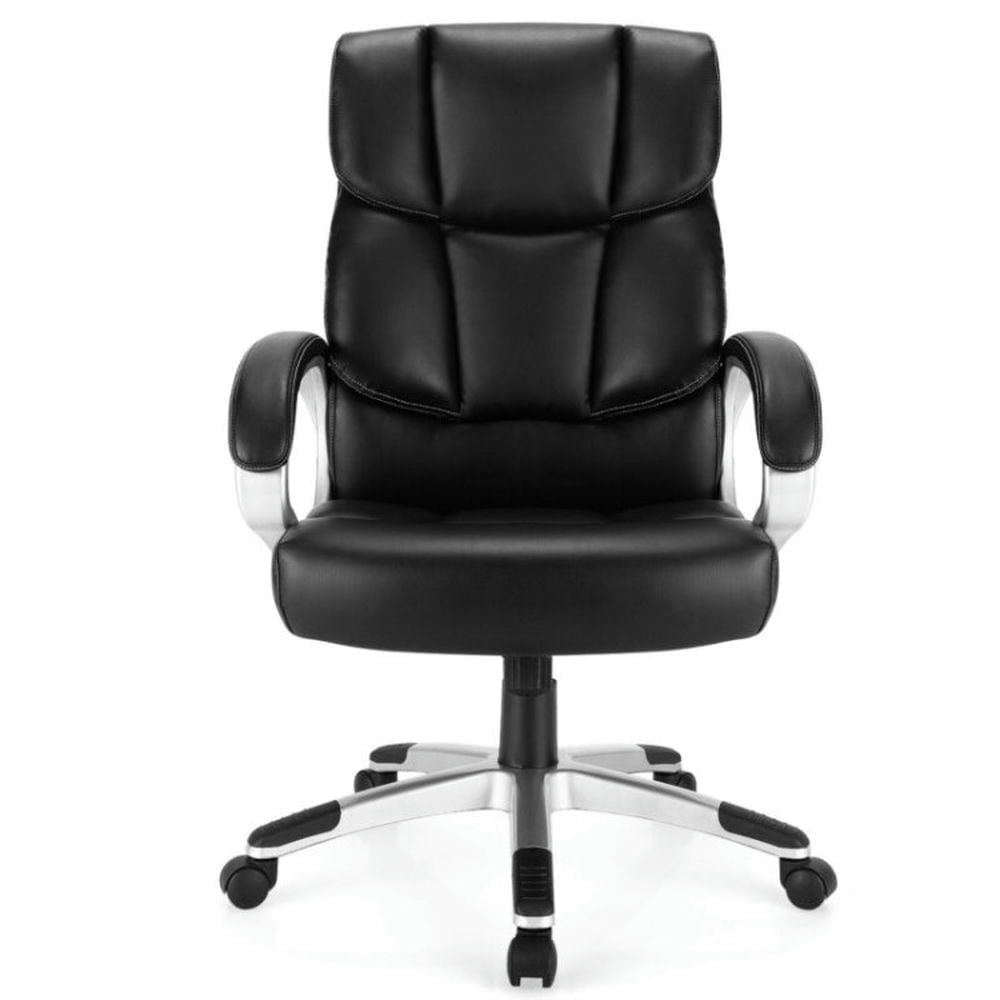 Demi Bonn Big and Tall Adjustable High Back Leather Executive Computer Desk Chair for Home, Bedroom, Study, Black