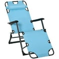 thumbnail image 1 of Demi Bonn Chaise Lounge Chair for Patio, Oxford Fabric Metal Frame Outdoor Pool Sun Lounger Chair 120°/180°, for Beach, Patio, Lawn, Deck, Blue, 1 of 11