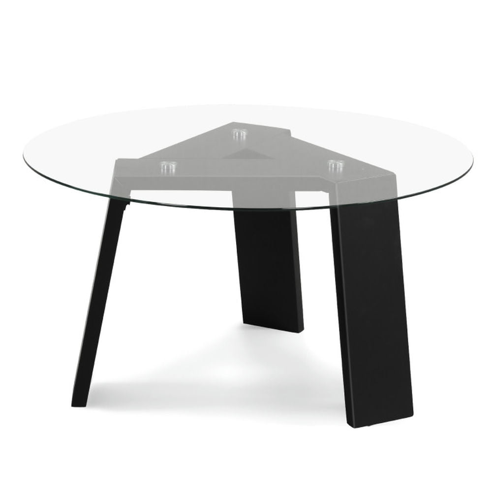 Finihen Coffee Table, Glass Coffee Table, 29.5 Inch Round Glass Coffee Table with Solid Rubber Wood Legs, for Living Room Home Office Small Space, Black Finihen Coffee Table, Glass Coffee Table, 29.5 Inch Round Glass Coffee Table with Solid Rubber Wood Legs, for Living Room Home Office Small Space, Black