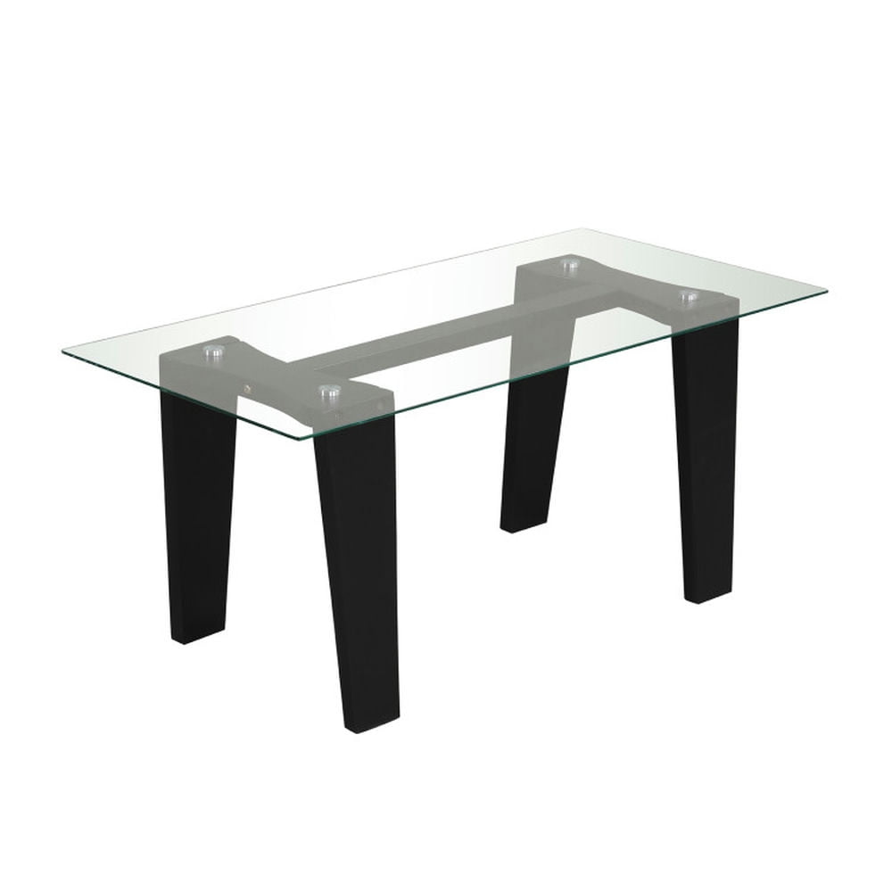 Finihen Coffee Table, Glass Coffee Table, 39.5 Inch Glass Coffee Table, Modern Rectangular Center Table with Solid Rubber Wood Legs, for Living Room, Reception Room, Black Finihen Coffee Table, Glass Coffee Table, 39.5 Inch Glass Coffee Table, Modern Rectangular Center Table with Solid Rubber Wood Legs, for Living Room, Reception Room, Black