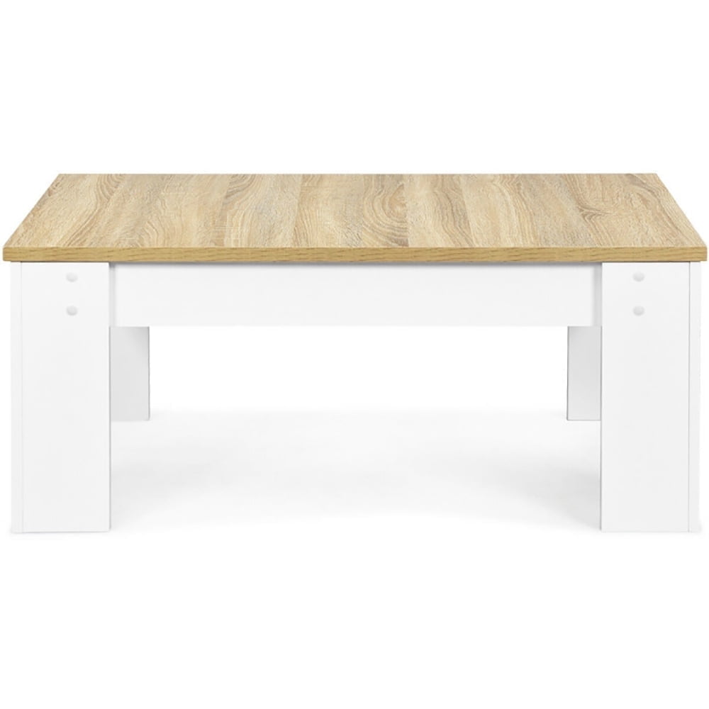 Demi Bonn Coffee Table, Lift Top Coffee Pop-UP Cocktail Table-Brown, for Living Room, Reception Room, Office, White