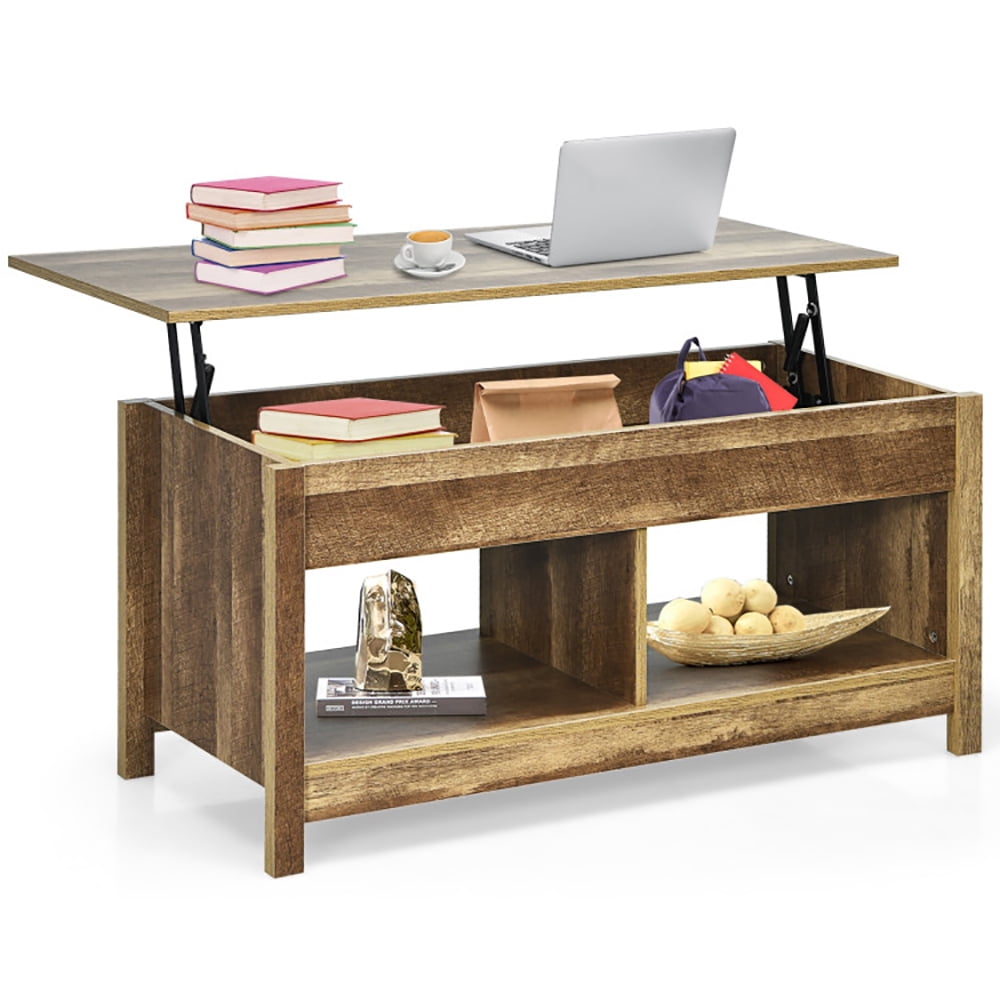 Finihen Coffee Table, Lift Top Coffee Table with Hidden Storage Compartment and Lower Shelf, for Study Room, Oak Finihen Coffee Table, Lift Top Coffee Table with Hidden Storage Compartment and Lower Shelf, for Study Room, Oak