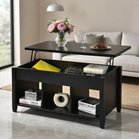 Demi Bonn Coffee Table, Lift Top Coffee Table with Storage Lower Shelf, for Living Room, Reception Room, Office, Brown
