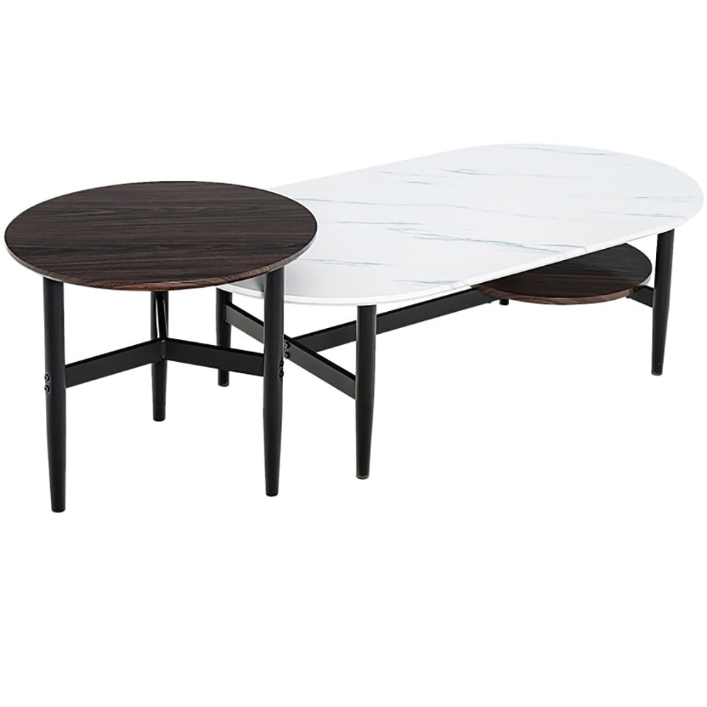 Finihen Coffee Table, Nesting Coffee Table, Set of 2 Modern Nesting Coffee Table with Extra Storage Shelf, for Living Room, Reception Room, White Finihen Coffee Table, Nesting Coffee Table, Set of 2 Modern Nesting Coffee Table with Extra Storage Shelf, for Living Room, Reception Room, White
