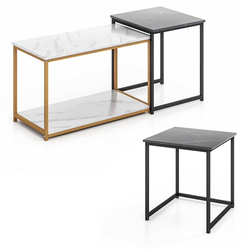 Finihen Coffee Table, Nesting Coffee Table Set of 3, Large Rectangular Coffee Table and 2 Side Tables, for Living Room, Reception Room, Black Finihen Coffee Table, Nesting Coffee Table Set of 3, Large Rectangular Coffee Table and 2 Side Tables, for Living Room, Reception Room, Black