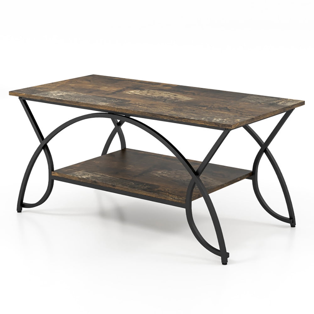 Finihen Coffee Table, Rectangular Coffee Table, 2-Tier Faux Marble Coffee Table with Marble Top and Metal Frame, for Living Room, Reception Room, Dark Brown Finihen Coffee Table, Rectangular Coffee Table, 2-Tier Faux Marble Coffee Table with Marble Top and Metal Frame, for Living Room, Reception Room, Dark Brown