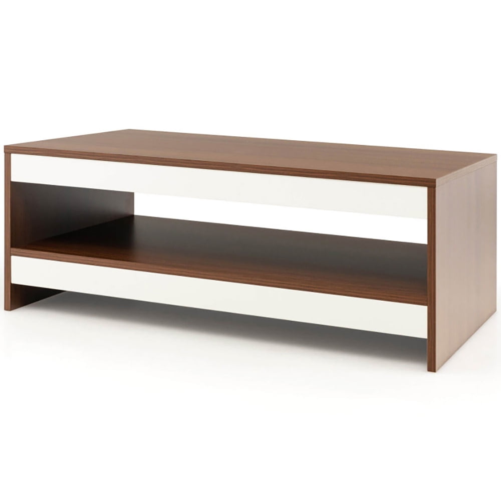 Finihen Coffee Table, Wooden Coffee Table, 37 Inch 2-Tier Rectangle Wooden Coffee Table with Storage Shelf, for Living Room, Reception Room, Office, Wulnat Finihen Coffee Table, Wooden Coffee Table, 37 Inch 2-Tier Rectangle Wooden Coffee Table with Storage Shelf, for Living Room, Reception Room, Office, Wulnat