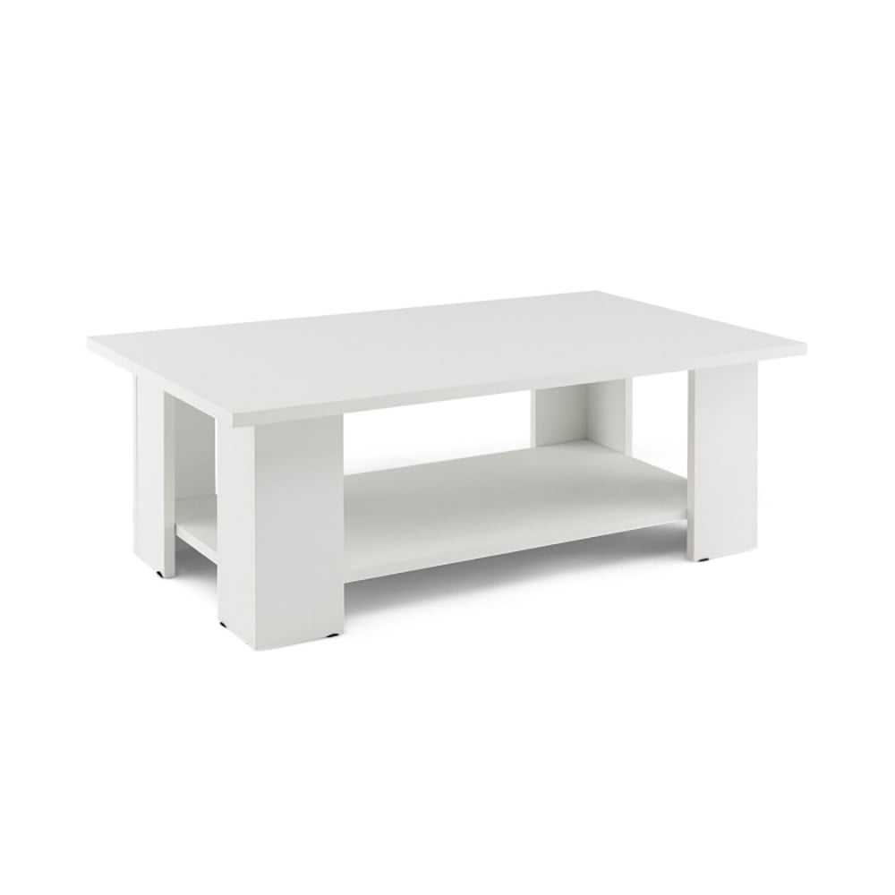Finihen Coffee Table, Wooden Coffee Table, Large 36 Inch 2-tier Wooden Modern Coffee Table with Storage Shelf, for Living Room, Reception Room, White Finihen Coffee Table, Wooden Coffee Table, Large 36 Inch 2-tier Wooden Modern Coffee Table with Storage Shelf, for Living Room, Reception Room, White