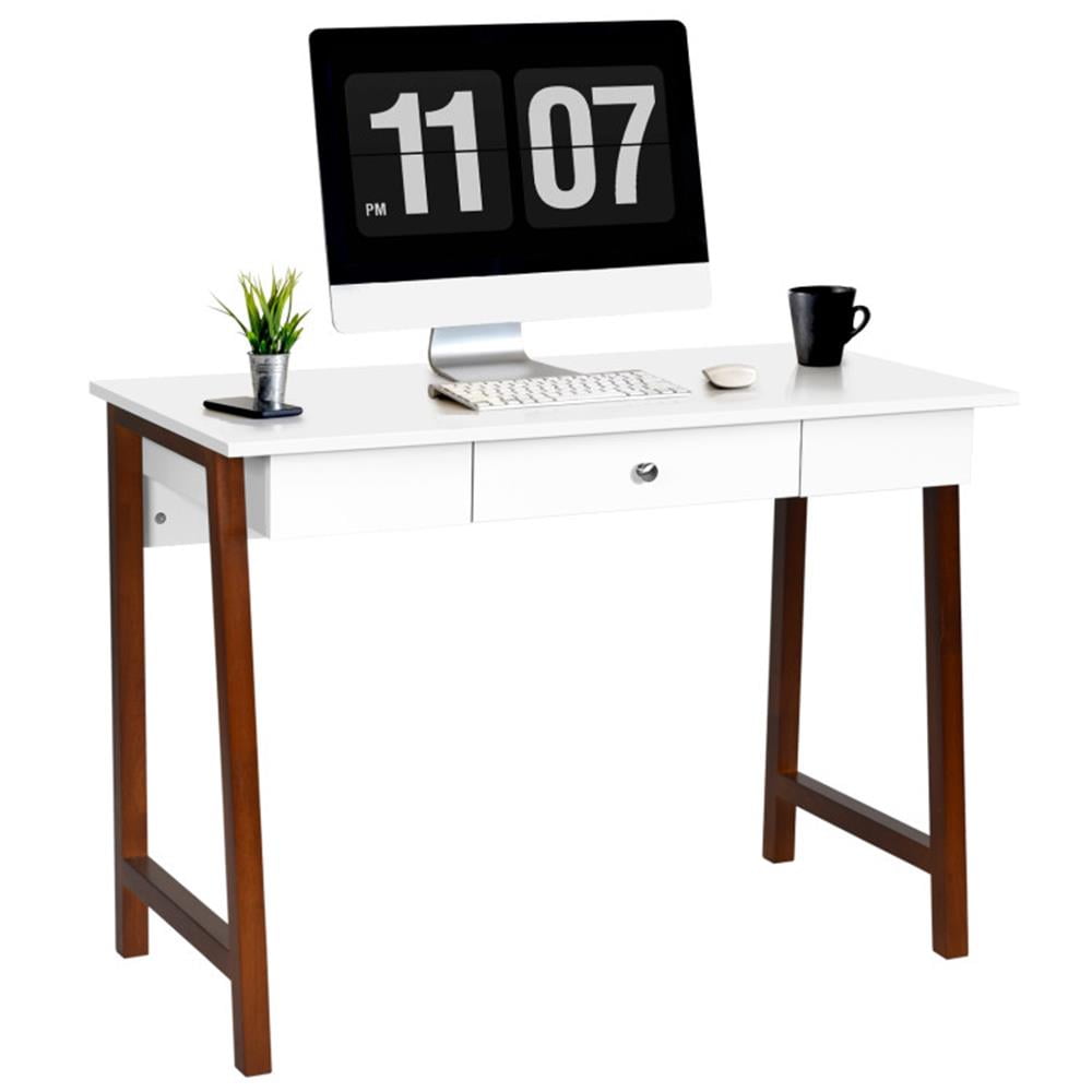 Finihen Computer Desk Laptop PC Makeup Vanity Table, Small Home Office Desk Study Writing Table, Brown Finihen Computer Desk Laptop PC Makeup Vanity Table, Small Home Office Desk Study Writing Table, Brown