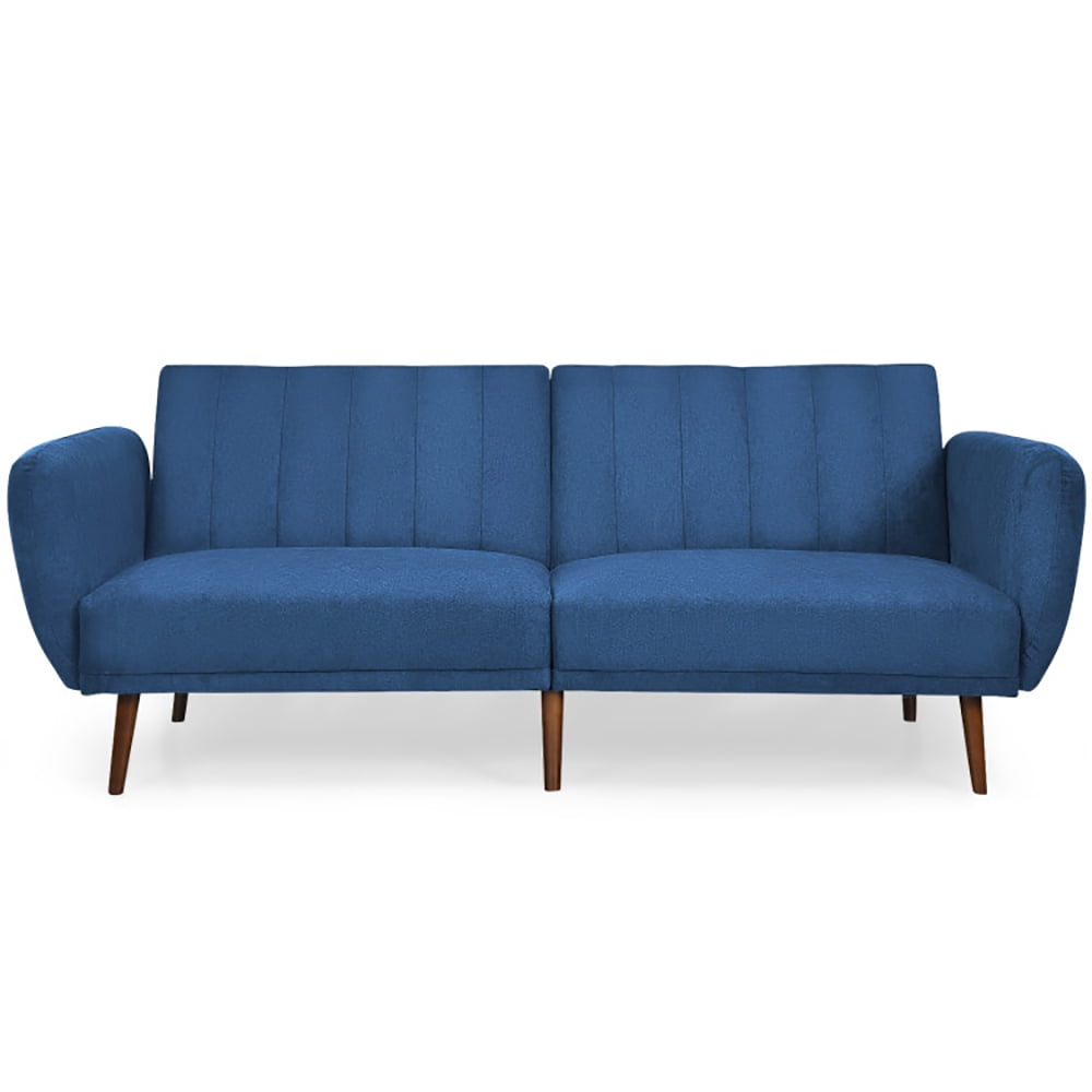 Finihen Convertible Futon Sofa Bed, Modern Convertible Sleeper Couch, Adjustable Couch Sleeper with Wood Legs, for Studio, Apartment, Office, Small Space, Living Room, Bedroom, Navy Finihen Convertible Futon Sofa Bed, Modern Convertible Sleeper Couch, Adjustable Couch Sleeper with Wood Legs, for Studio, Apartment, Office, Small Space, Living Room, Bedroom, Navy