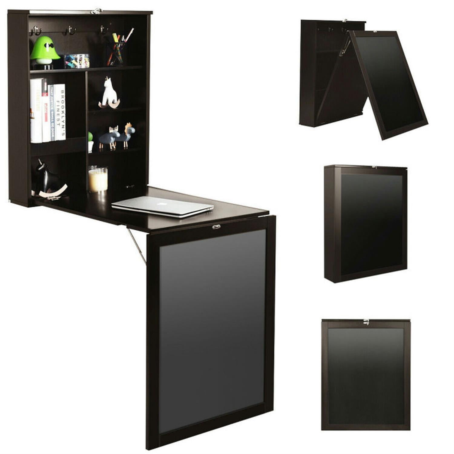 Finihen Convertible Wall Mounted Table with A Chalkboard, Laptop Workstation for Laptops, Books, Tablets, and Art, Brown Finihen Convertible Wall Mounted Table with A Chalkboard, Laptop Workstation for Laptops, Books, Tablets, and Art, Brown