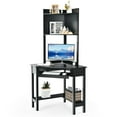 thumbnail image 1 of Demi Bonn Corner Computer Desk with Hutch and Storage Shelves, Small Home Office Desk Study Writing Table, Black, 1 of 11