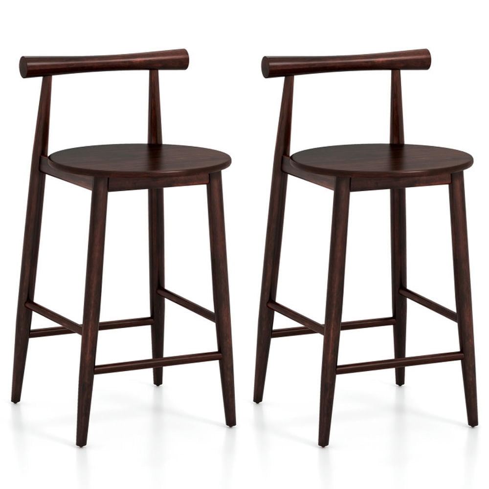 Demi Bonn Counter Height Bar Chair Set with Acacia Wood Frame and Supporting Legs, Modern Kitchen Dining Chair, Brown