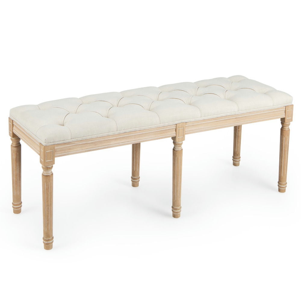 Finihen Dining Bench, Upholstered Bench, French Vintage Entryway Bench 47 Inch Upholstered Dining Bench, for Living Room, Bedroom, Porch, Entryway, Beige Finihen Dining Bench, Upholstered Bench, French Vintage Entryway Bench 47 Inch Upholstered Dining Bench, for Living Room, Bedroom, Porch, Entryway, Beige