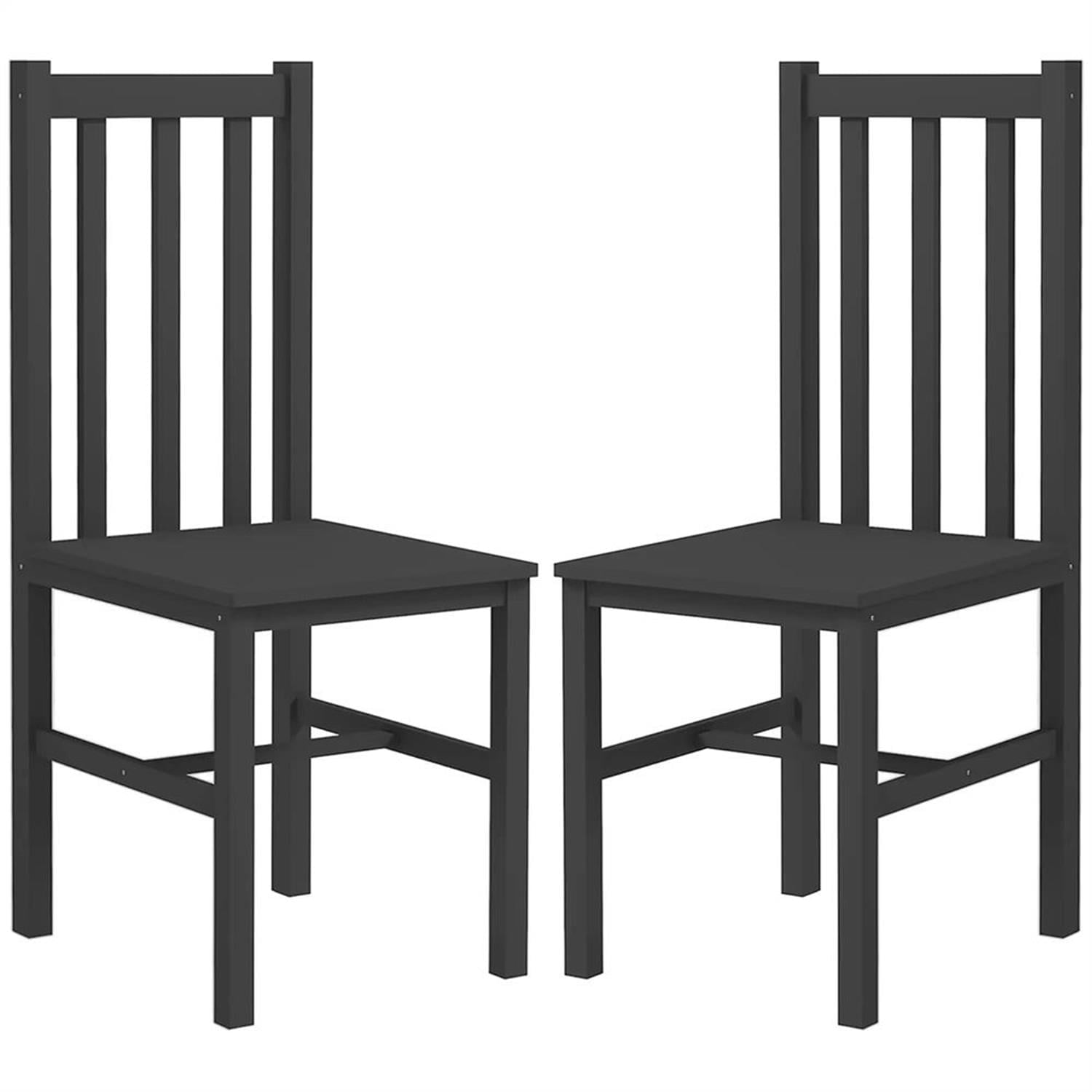 Demi Bonn Dining Chairs Set of 2, Pine Wood Farmhouse Dining Room Chairs with Slat Back for Kitchen Restaurant, Living Room, Black
